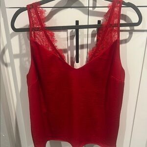 Satin Red Lace Camisole- Size L